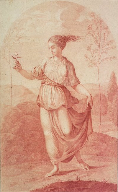 A Young Woman Walking Bare-Footed in a Landscape by Giovanni Battista Cipriani